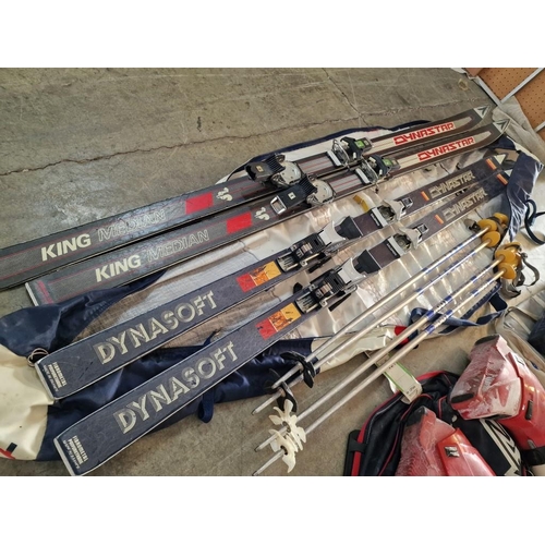 463 - Collection of Ski Equipment; 3 x Pairs of Skis, Poles and Boots with 2 x Bags, (A/F)