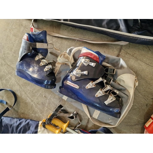 463 - Collection of Ski Equipment; 3 x Pairs of Skis, Poles and Boots with 2 x Bags, (A/F)