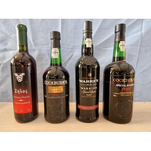 81 - 2 x Bottles of Cockburn's Special Reserve Port (1 Ltr & 75cl), Warre's Warrior Port and Commandaria,... 