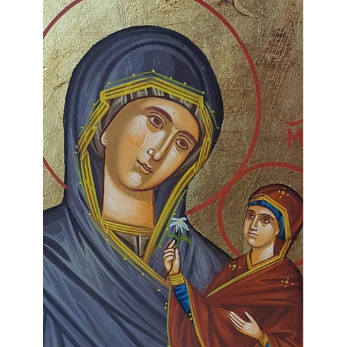 131 - Hand Painted Icon of Saint Anna Copy of Ancient Byzantine Icon, Hand Made and Hand Painted on Canvas... 