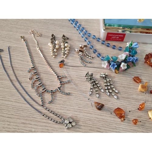 43 - Collection of Assorted Costume Jewellery, Incl. Necklaces, Earrings, Bracelets, etc in Mirrored Top ... 