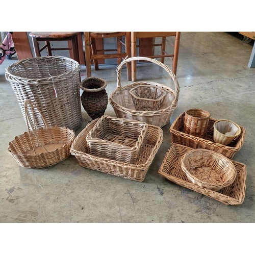 91 - Collection of Assorted Wicker Baskets, Trays, etc (12)