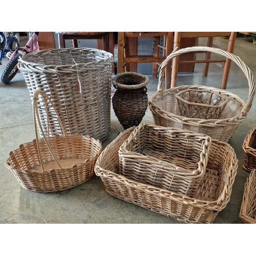 91 - Collection of Assorted Wicker Baskets, Trays, etc (12)