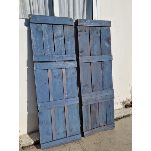 92 - Pair of Vintage Solid Wood Doors / Gates / Panels with Painted Blue Colour on Side, (Approx. 50 x 15... 