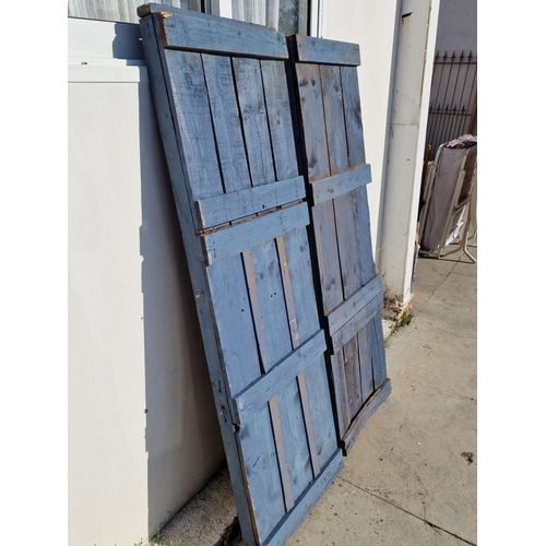 92 - Pair of Vintage Solid Wood Doors / Gates / Panels with Painted Blue Colour on Side, (Approx. 50 x 15... 