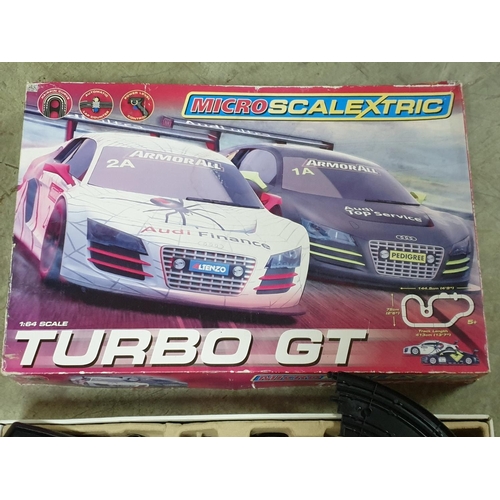 120 - Micro Scalextric G1118 Turbo GT Set (1:64 Scale) Racer Toy (A/F, Un-Tested)