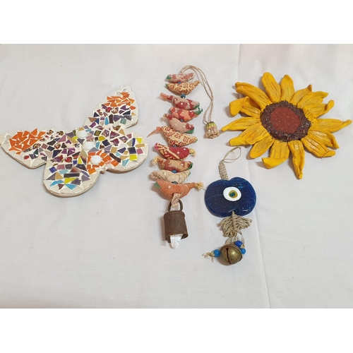 467 - Assorted Collection of Hand Craft / Wall Ornaments inc; Mosaic, Terracotta Sunflower, Belt with Fabr... 