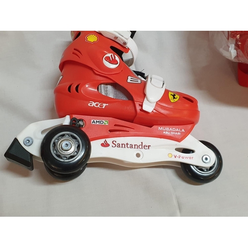 184 - Ferrari Skates Set inc; Red / Skate / Helmet Pads and Case, Size 28/31