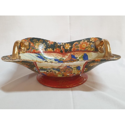 186 - Satsuma Style Twin Handle Rectangular Dish (21 x 29 x 10cm)