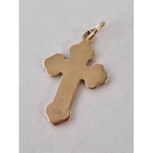 137 - Decorative 14ct Gold Cross Pendant, (Approx. H: 24mm, 2.2g)