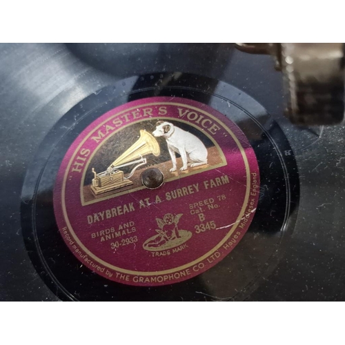 183 - Antique HMV (His Master Voice) Horn Gramophone with Decorative Octagonal Base, Manual Wind, * Basic ... 