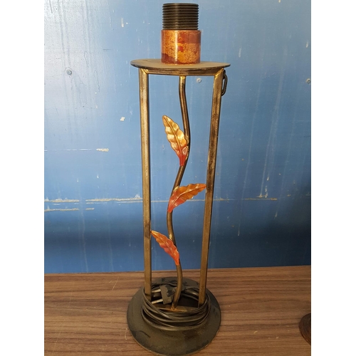 Metal Art; Lamp Base (UnTested) and Pair of Candle Holders