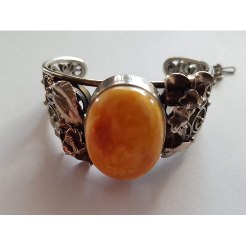 122 - Collection of Jewellery inc; White Metal Ornate Bracelet with Amber Metallic Beads, Necklace with Ma... 