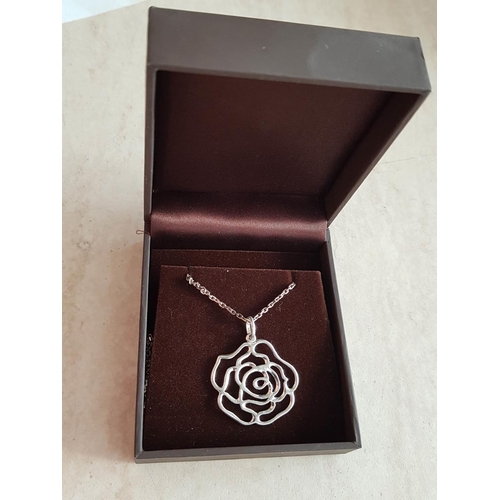 160 - Rose Silver Pendant with Silver Chain (.925)