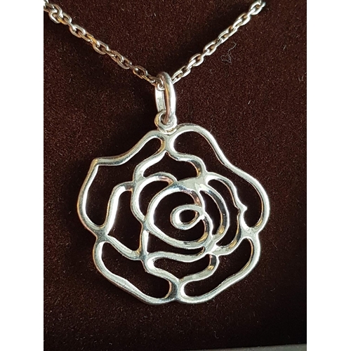 160 - Rose Silver Pendant with Silver Chain (.925)