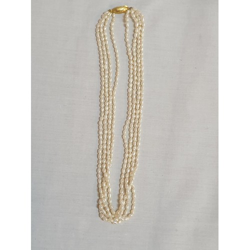 169 - Vintage Multi Strand Pearl Necklace with Silver Clasp