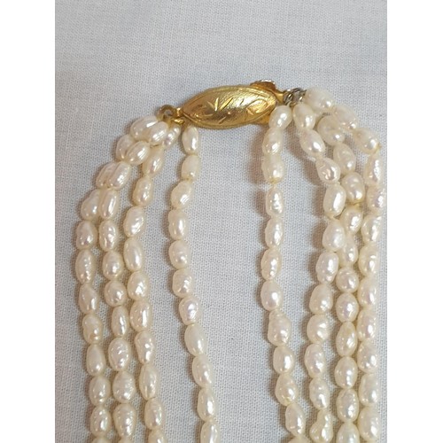 169 - Vintage Multi Strand Pearl Necklace with Silver Clasp