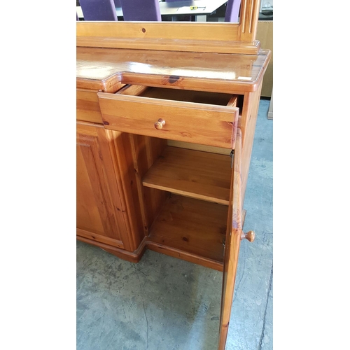 105 - Pine Sideboard / Buffet with 4-Drawers and 4-Cupboards and Large Mirror Above, (Approx. 184 x 50 x 9... 