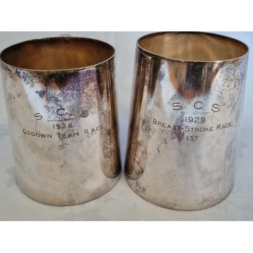 106 - 2 x Antique Silver Plated Tankards; One Marked 'One Pint, Made in England', the Other with Glass Bot... 