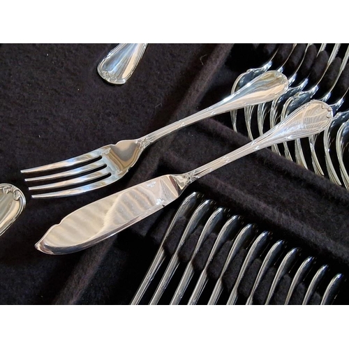 110 - Large Collection of Christofle Silver Plated Cutlery in 'Rubans Croises' Pattern, Made in France, To... 