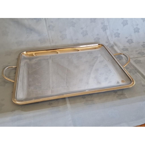 111 - Large Rectangular Stainless Steel (18/10) Twin Handle Serving Tray Made in France by 'Letang Remy', ... 