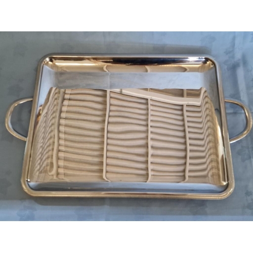 111 - Large Rectangular Stainless Steel (18/10) Twin Handle Serving Tray Made in France by 'Letang Remy', ... 