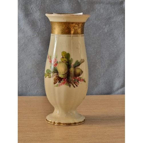 115 - Rosenthal Chippendale 'Deutscher Wald' Porcelain Vase with Acorn Decoration and Gold Tone Band and R... 