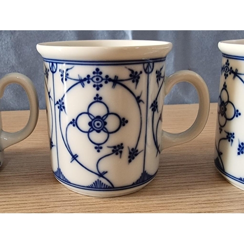 119 - Set of 3 x Vintage 'Kronester, Bavaria' Porcelain Coffee Mugs with Blue & White Decoration, (3)