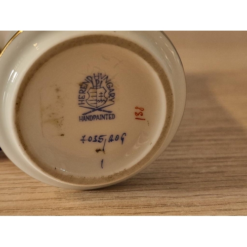 120 - Hungarian Herend Round Vase in White with Orange Floral Decoration and Gilt Rim