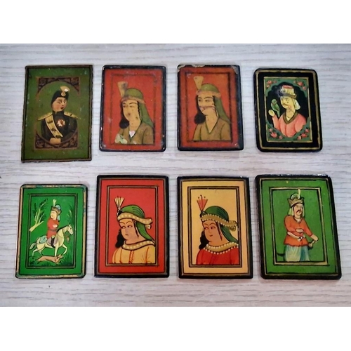 123 - Collection of 8 x Persian Antique As Nas Playing Cards, (8)