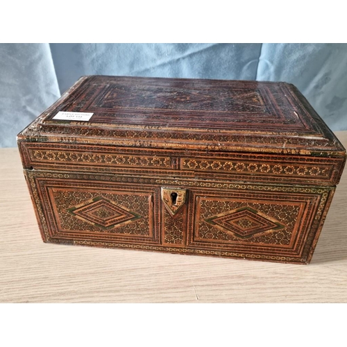 133 - Antique Persian Marquetry Box with Hinged Lid, Circa Late 19th Century, (Approx. 32 x 22 x 16cm)