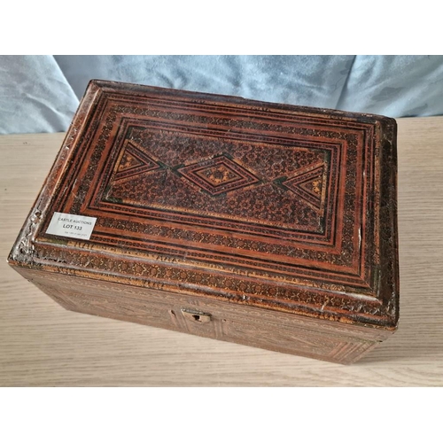 133 - Antique Persian Marquetry Box with Hinged Lid, Circa Late 19th Century, (Approx. 32 x 22 x 16cm)