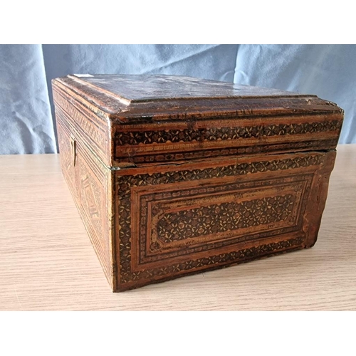 133 - Antique Persian Marquetry Box with Hinged Lid, Circa Late 19th Century, (Approx. 32 x 22 x 16cm)