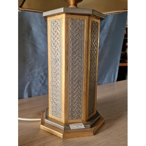 135 - Art Deco Style Two-Tone Metal Table / Side Lamp with Patterned Shade, (Approx. H: 56cm)