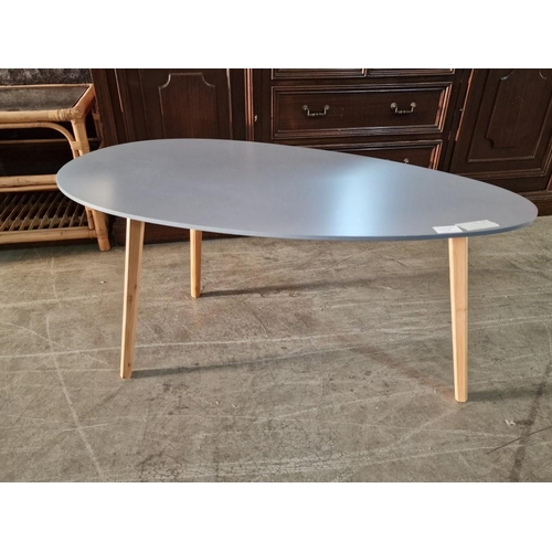 136 - Modern Style 'Pebble' Shape Side Table in Light Grey Colour with 3 Light Wood Legs, (Approx. 90 x 46... 