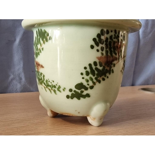 172 - Decorative Glazed Pottery Planter, Pale Green Colour with Floral Pattern, (Approx. Ø: 13.5cm, H: 11.... 