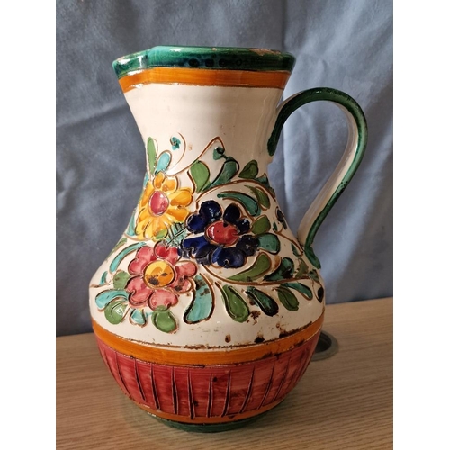 173 - Large Porcelain Jug with Colourful Floral Decoration, Made in Italy, (Approx. H: 24cm)