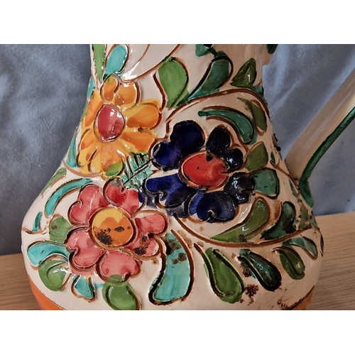 173 - Large Porcelain Jug with Colourful Floral Decoration, Made in Italy, (Approx. H: 24cm)