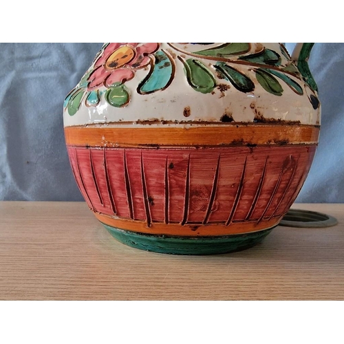 173 - Large Porcelain Jug with Colourful Floral Decoration, Made in Italy, (Approx. H: 24cm)