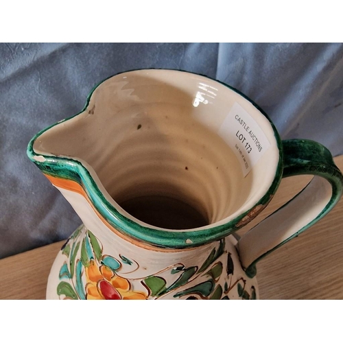 173 - Large Porcelain Jug with Colourful Floral Decoration, Made in Italy, (Approx. H: 24cm)