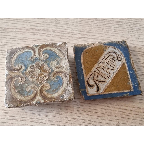 176 - 2 x Antique Tiles, Believed to be from Granada Palace in Spain(?), (Approx. 7 x 7cm), (2)