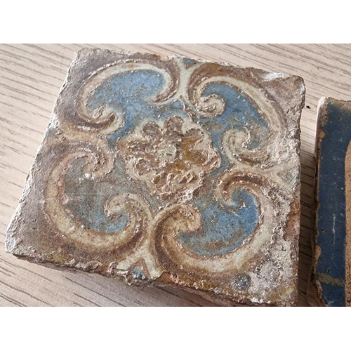 176 - 2 x Antique Tiles, Believed to be from Granada Palace in Spain(?), (Approx. 7 x 7cm), (2)