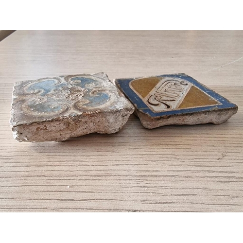 176 - 2 x Antique Tiles, Believed to be from Granada Palace in Spain(?), (Approx. 7 x 7cm), (2)