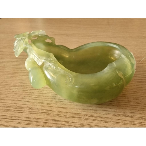 177 - Chinese Jade Pear Shaped Ashtray, (Approx. L: 18cm)