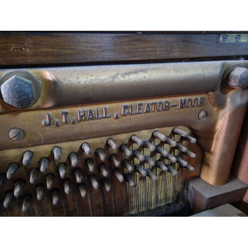 180 - Vintage Iron Frame Upright Piano by 'J.T.Hall (London)' in Attractive Wooden Case with Inlaid Floral... 