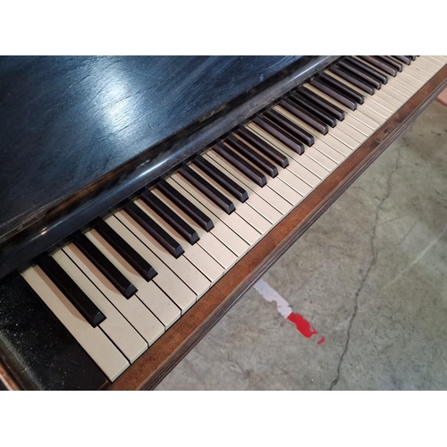 180 - Vintage Iron Frame Upright Piano by 'J.T.Hall (London)' in Attractive Wooden Case with Inlaid Floral... 