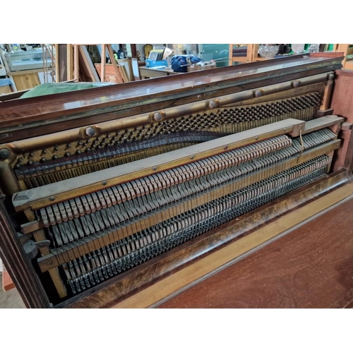 180 - Vintage Iron Frame Upright Piano by 'J.T.Hall (London)' in Attractive Wooden Case with Inlaid Floral... 