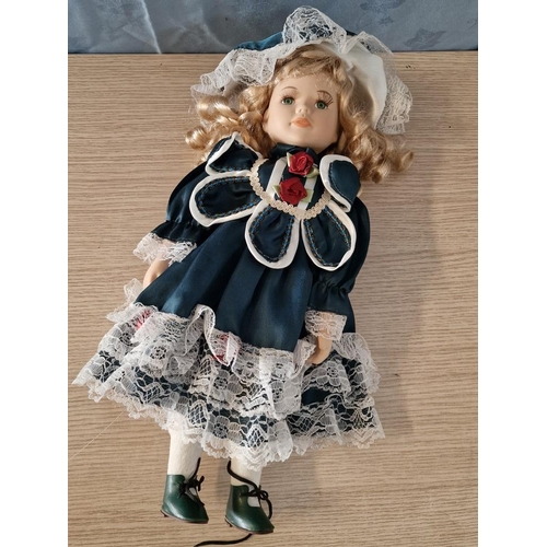 181 - Doll in Victorian Style Green Dress, (Approx. H: 42cm)