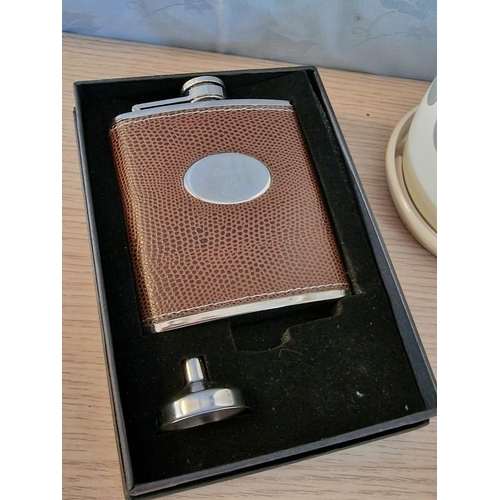 185 - Vintage 'Sparklets' Syphon with Instructions, Together with Hip Flask with Engraving 'David 80', in ... 