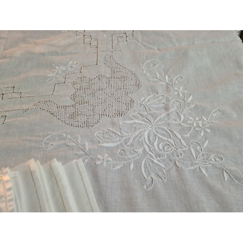 218 - Large Table Cloth with Embroidery, (Approx. 220 x 170cm), Together with Set of 12 x Matching Napkins... 